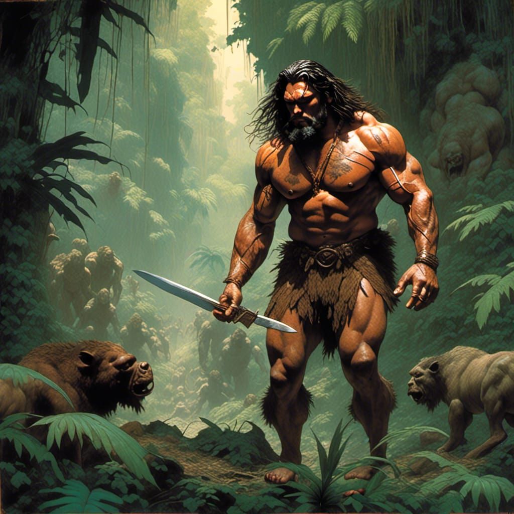 Jungle Trek: A Detailed Fantasy Art Image