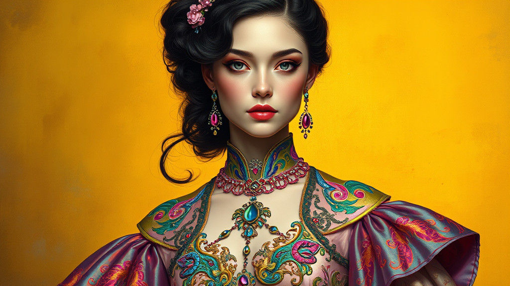 Elegant Woman in Futuristic Attire: A Digital Portrait