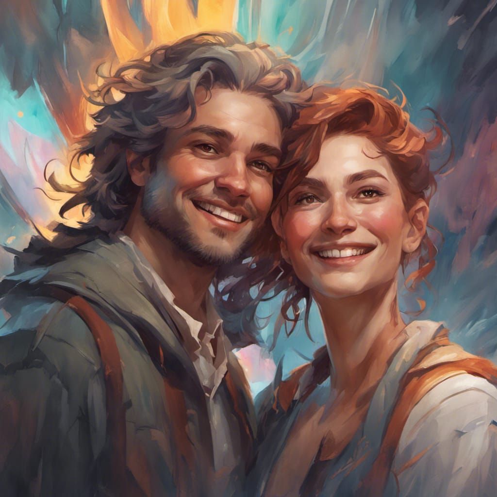 Smiling Portrait in Art Nouveau Style