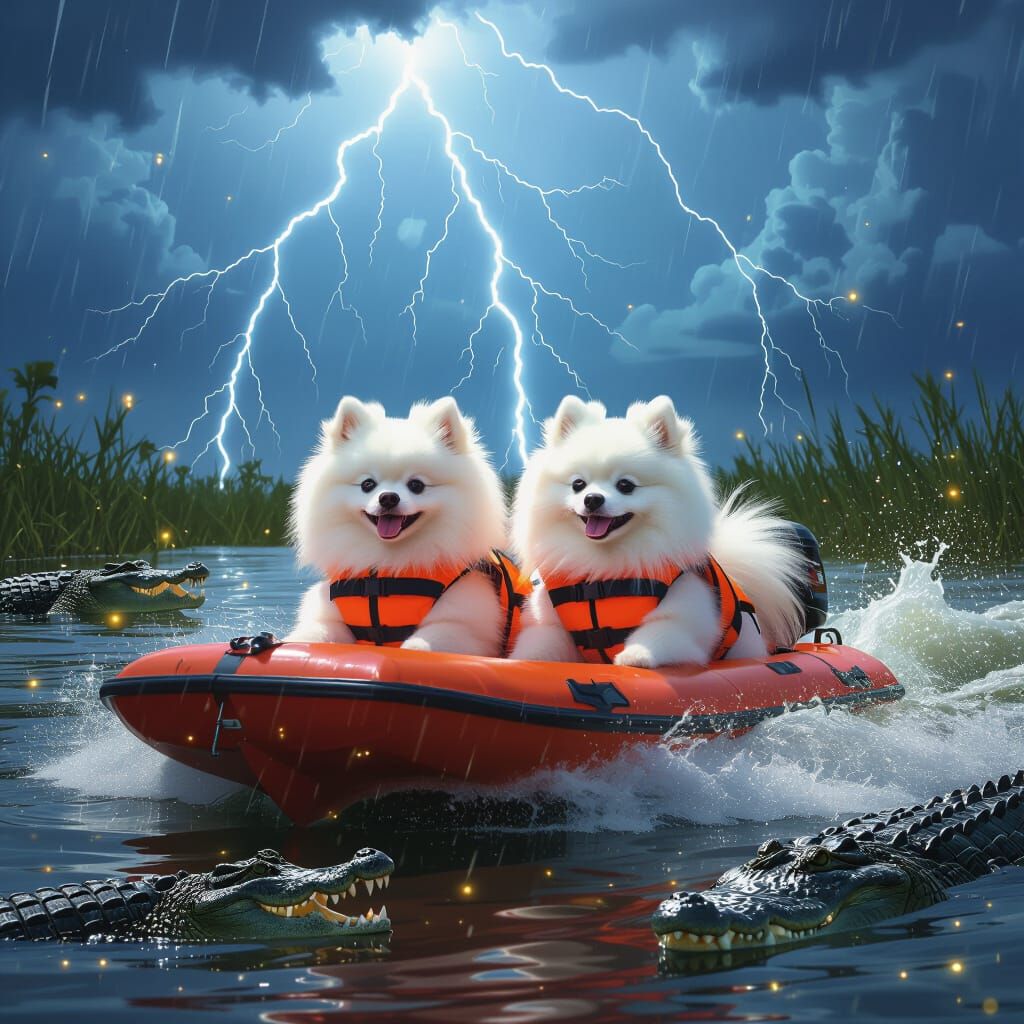 Pomeranians in Life Jackets Evade Gators in Everglades Storm
