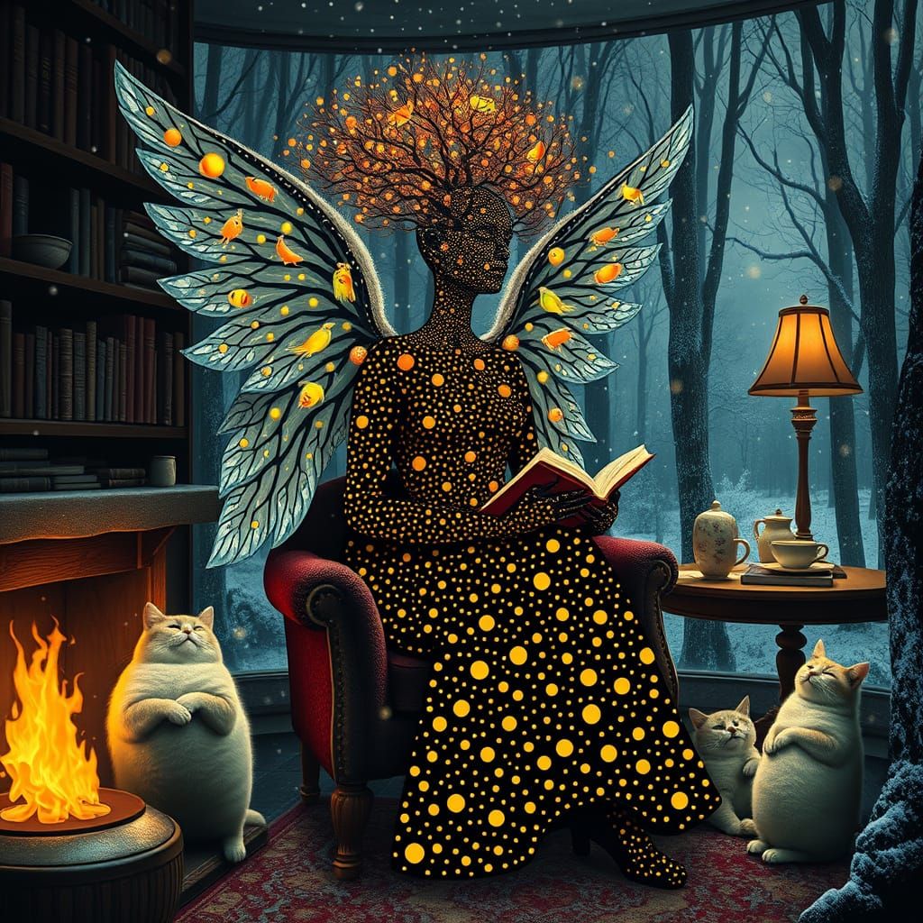 Dreamlike Angel of Death in Yayoi Kusama-Inspired Dots Lands...