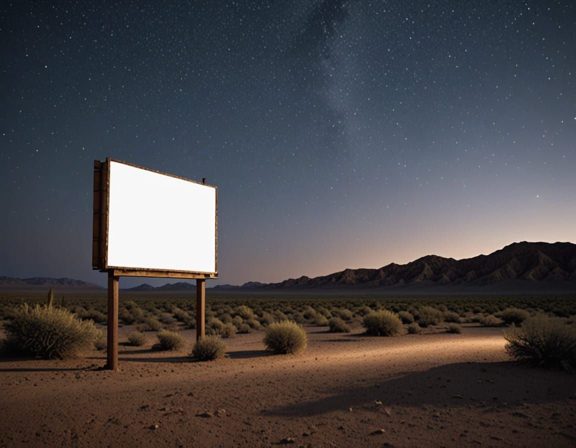 Desert Billboard Under Starry Night Sky