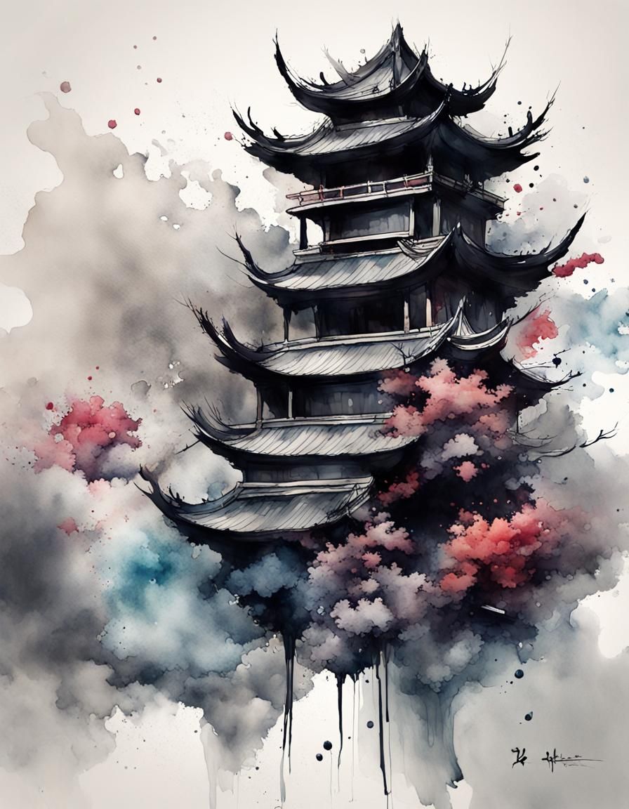 Éclaboussure d'encre d'asie