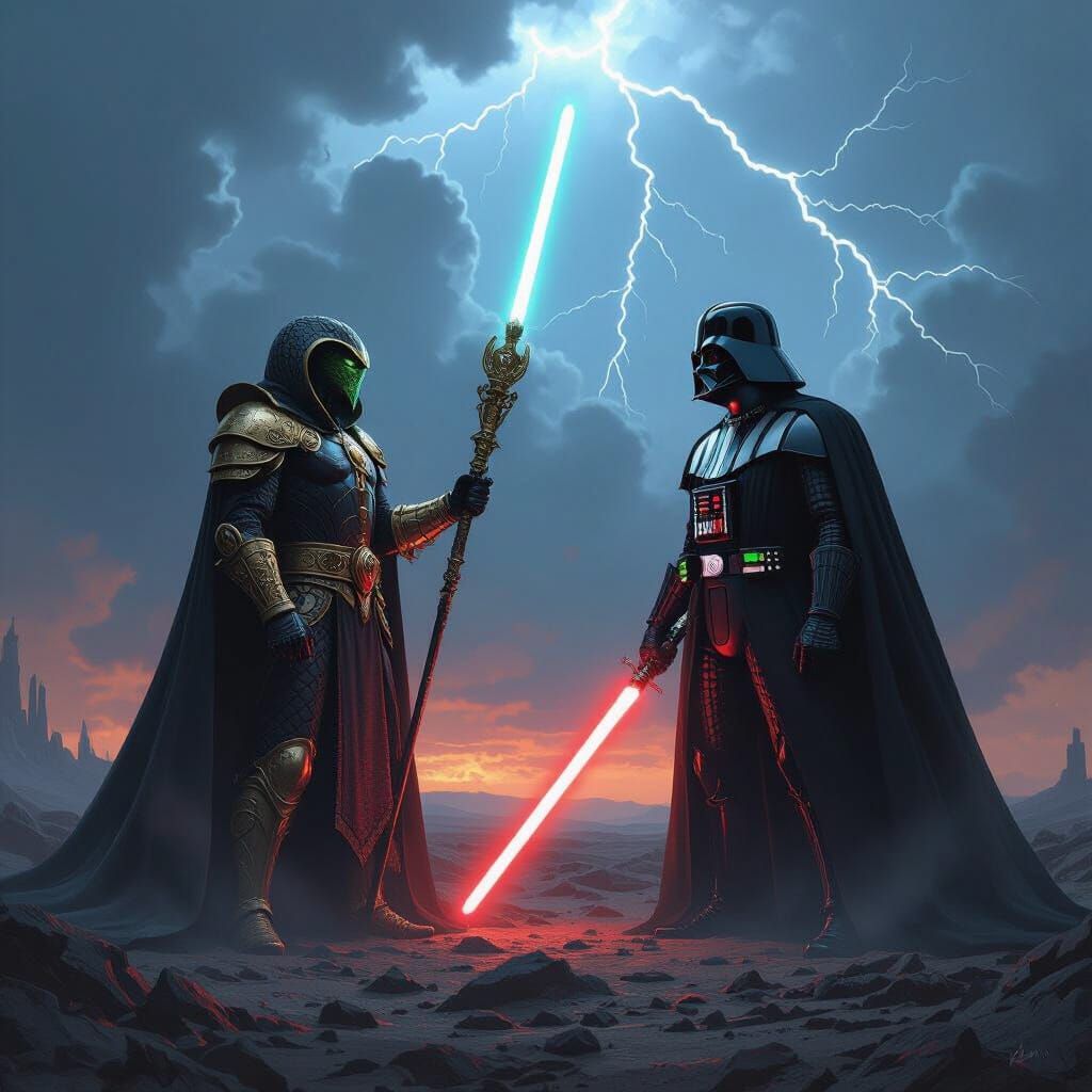 Serpentor Battles Darth Vader in Epic Storm