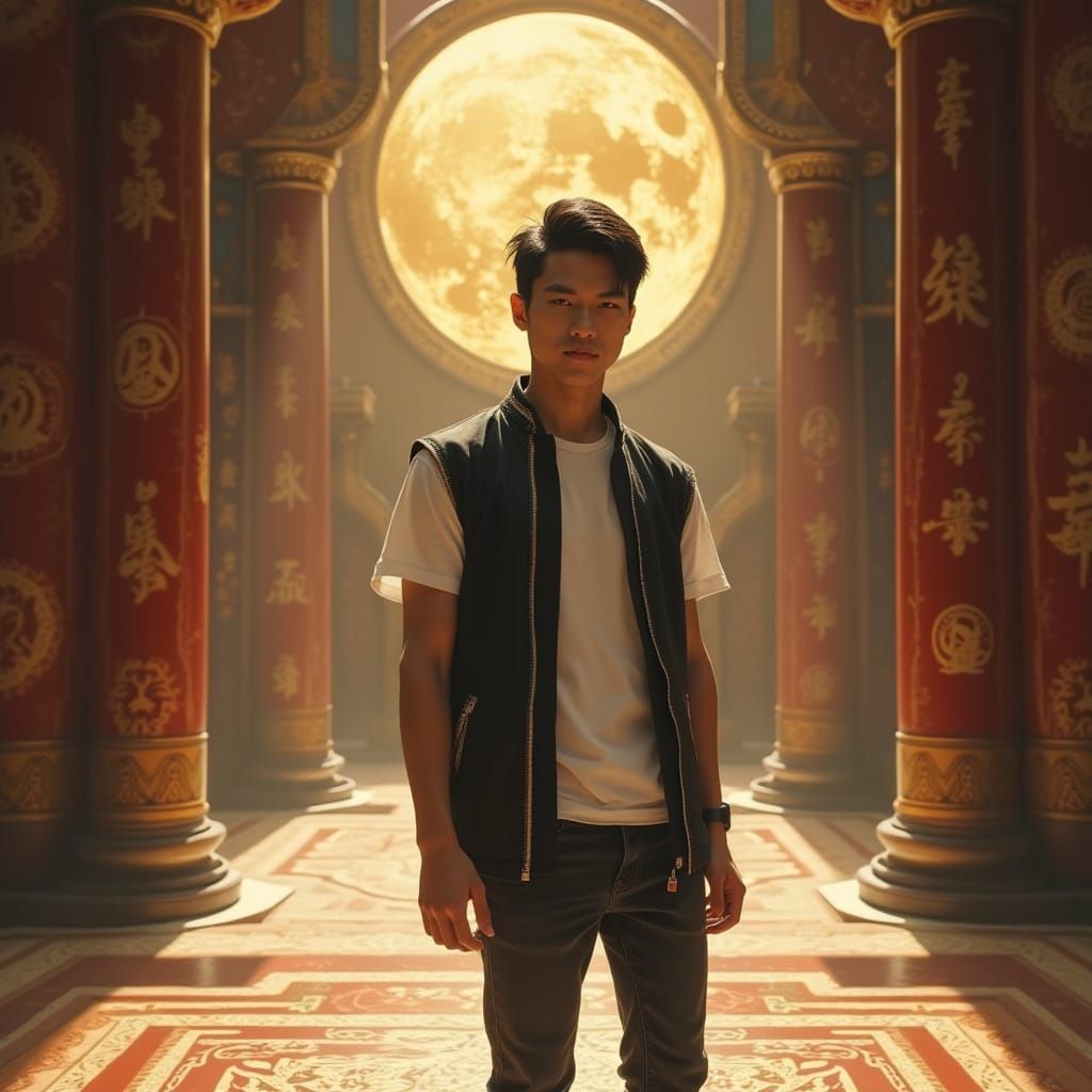 Hyper-Realistic Portrait of an Asian American Young Man in a...