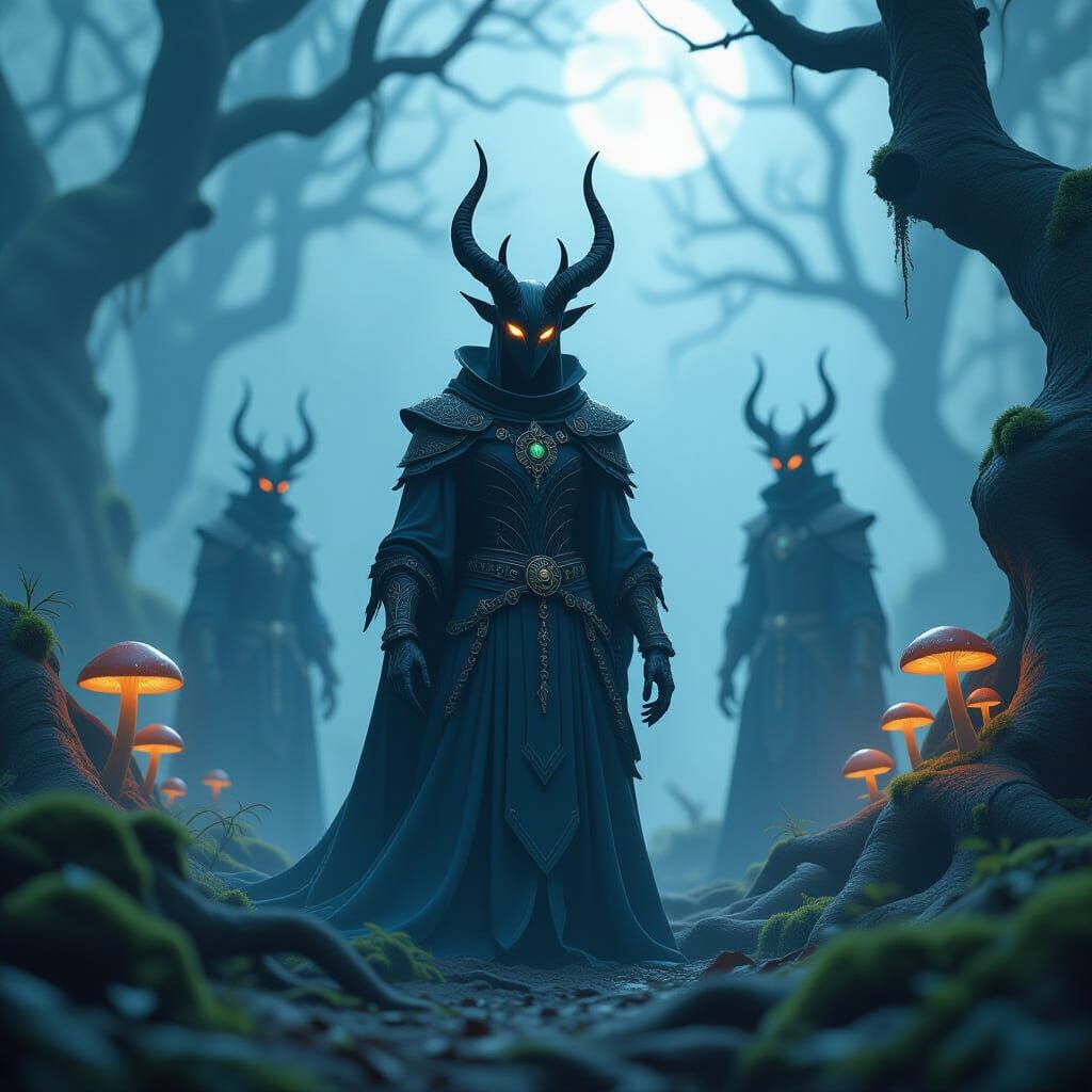 Mystical Shadow Demons in Eerie Forest