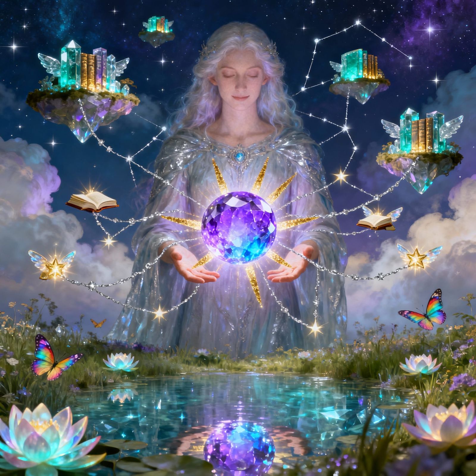 Luminous Fantasy Portrait of Mystical Being with Crystal Orb