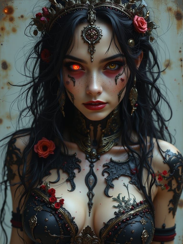 Lady Death Pinup with Biopunk Aesthetic