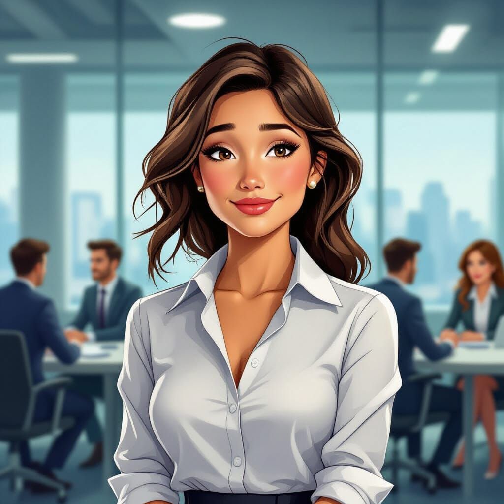 Reluctant Smile in the Office: Mucha-Inspired Art