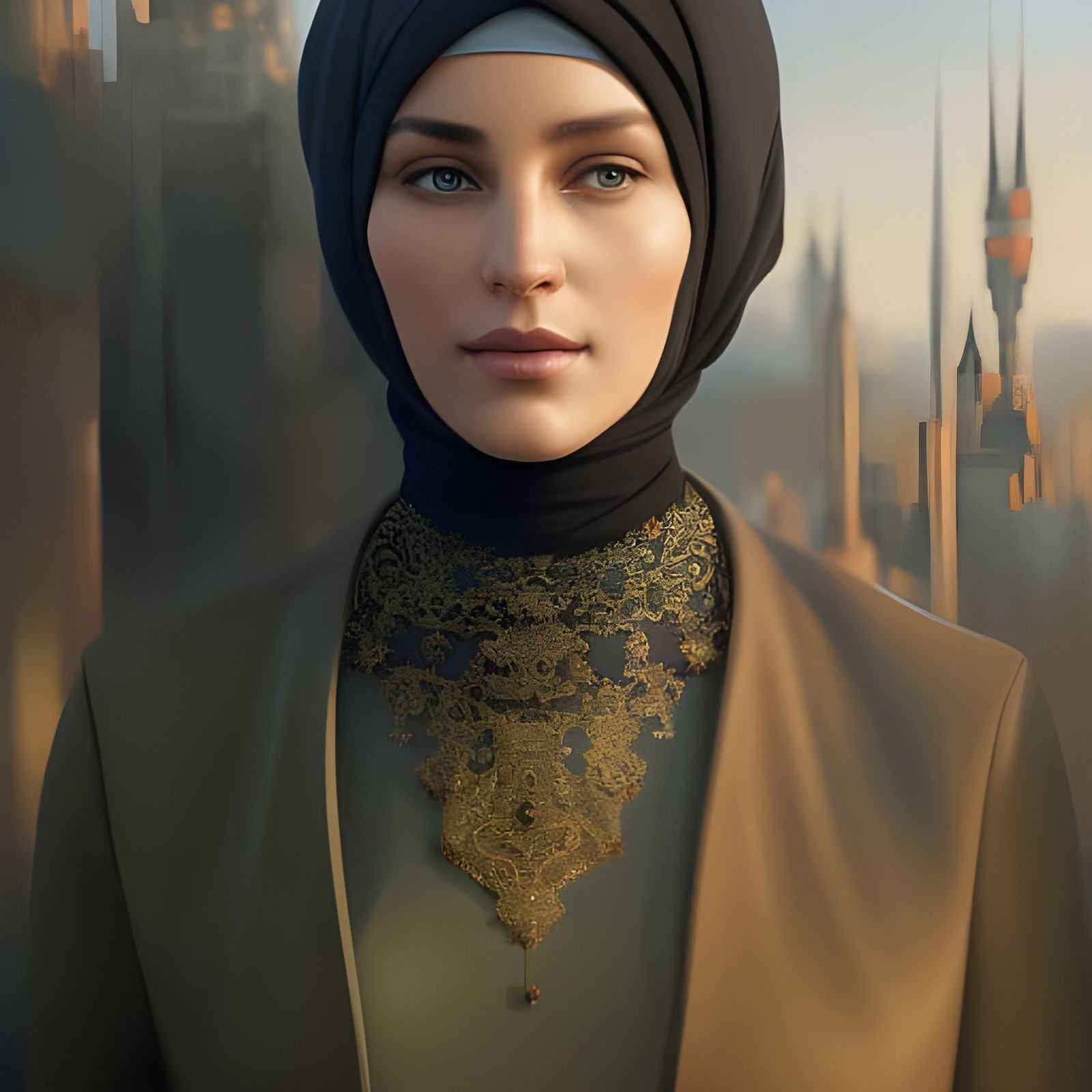 Beautiful Woman in Hijab: Hyperdetailed Portrait