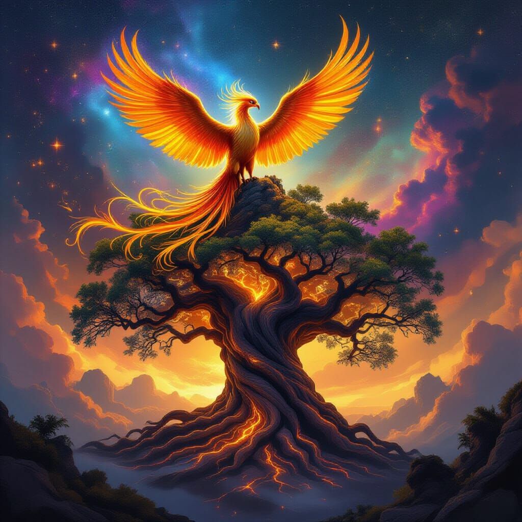 Majestic Phoenix on Galaxy Tree