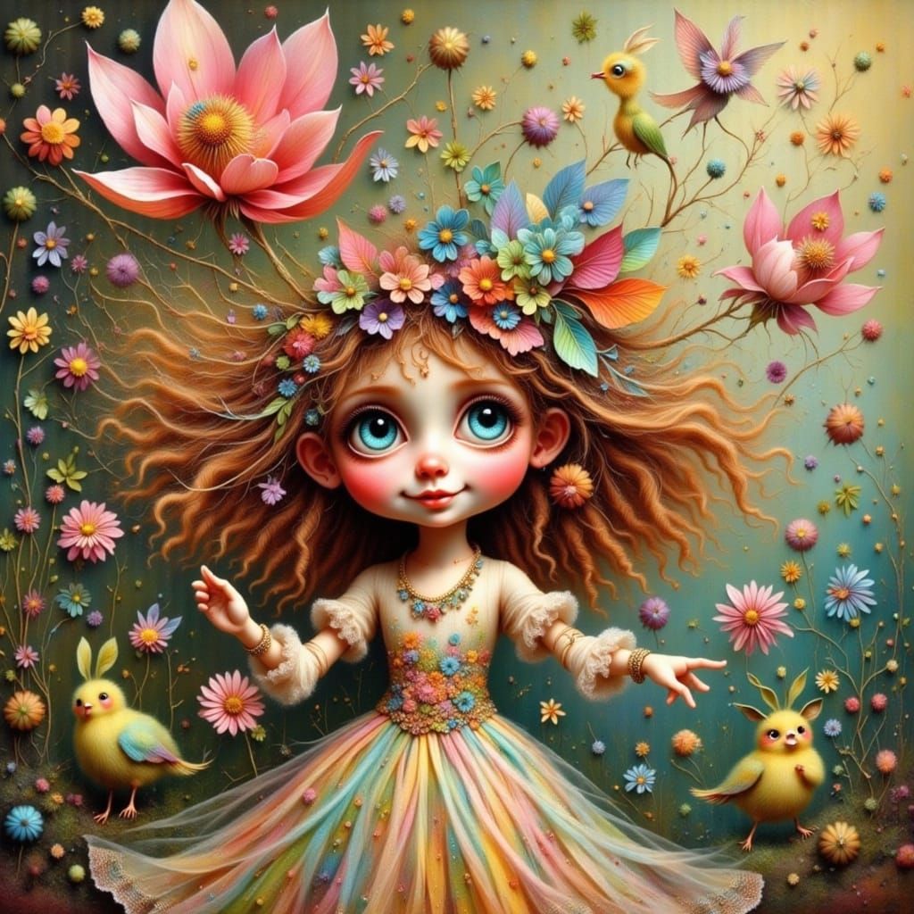 Tiny Dancer Performing Under a Flower