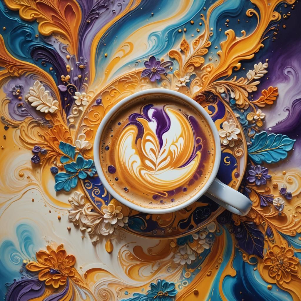 Vibrant Fantasy Coffee Art