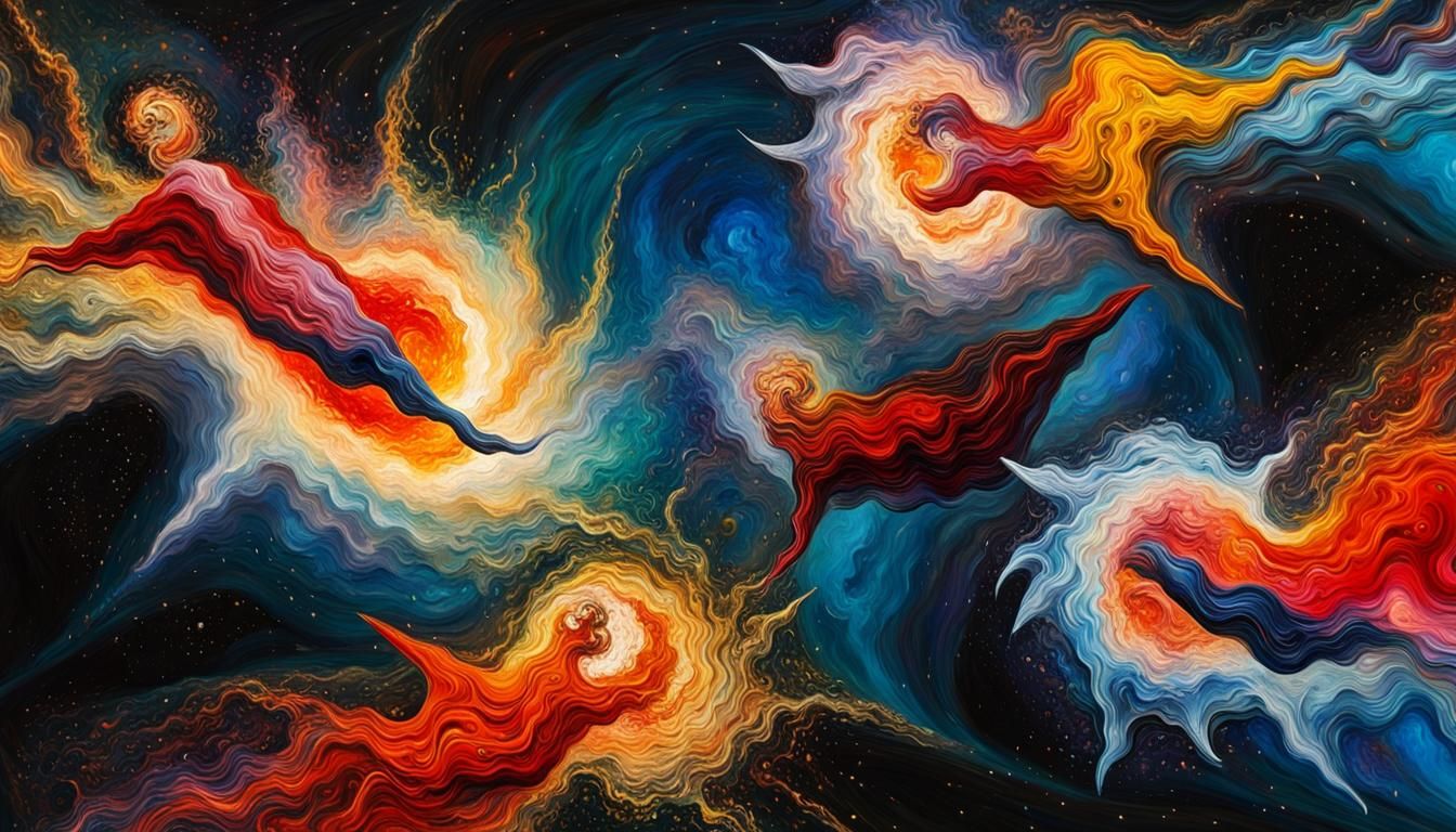 Celestial Stars in Cosmic Impasto Painting