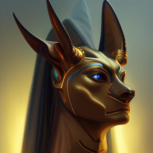 Hyperdetailed Anubis Portrait in Art Nouveau Style