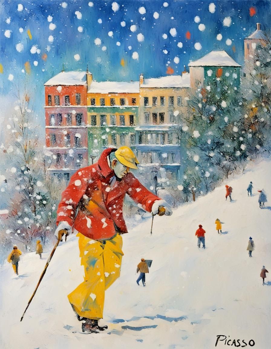 Abstract Snowscape in Cubist Style