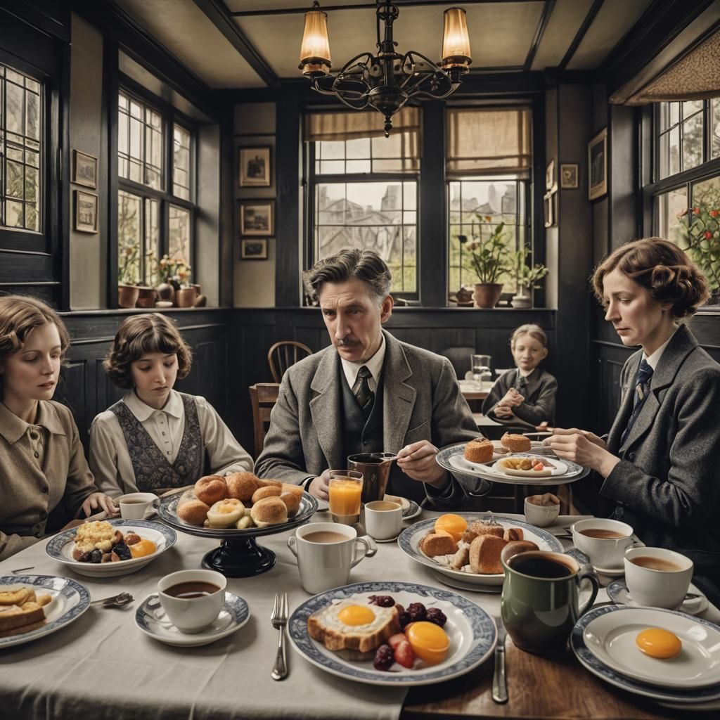 Family Breakfast in Charles Rennie Mackintosh Style