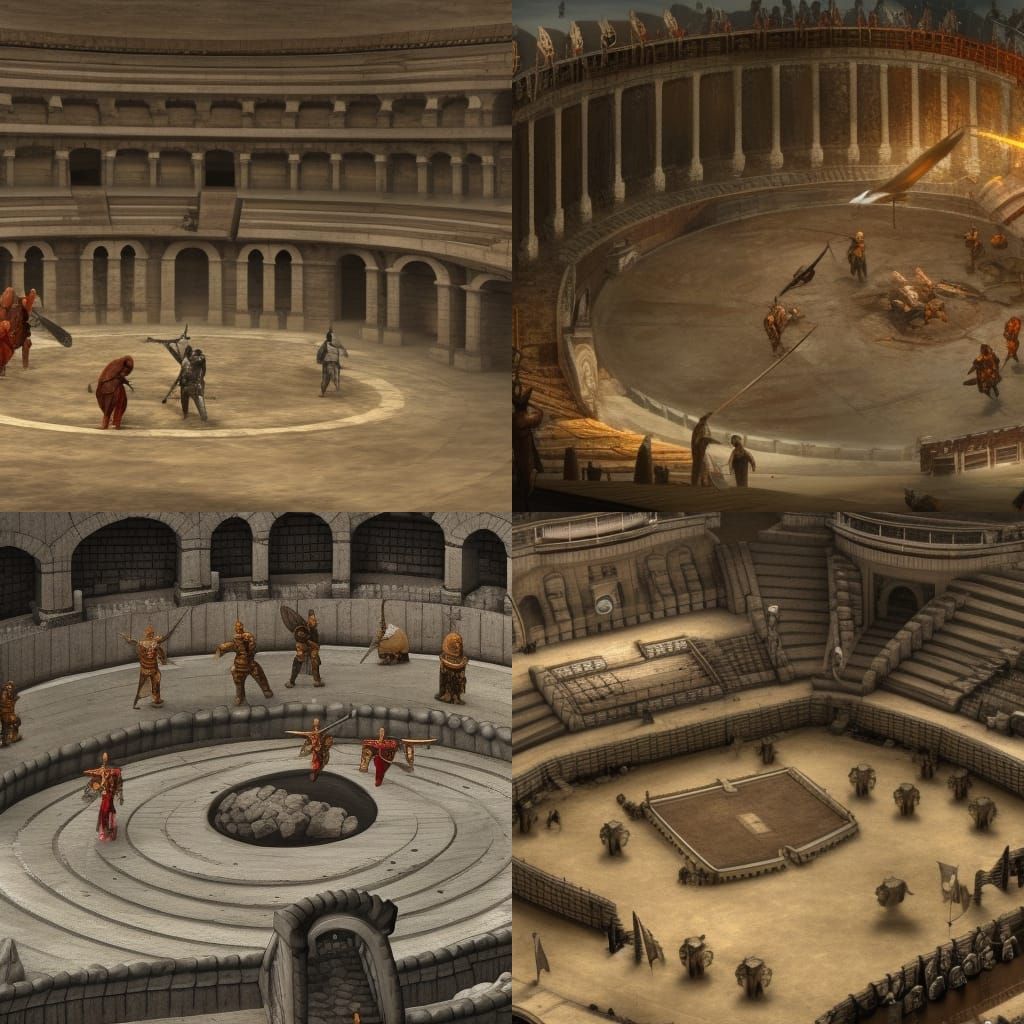 Epic Gladiator Knight Duel in Hyperdetailed Arena