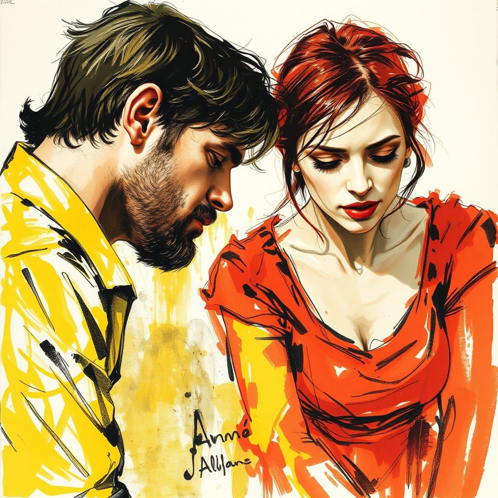 Expressive Portrait in Mimeograph Aesthetic