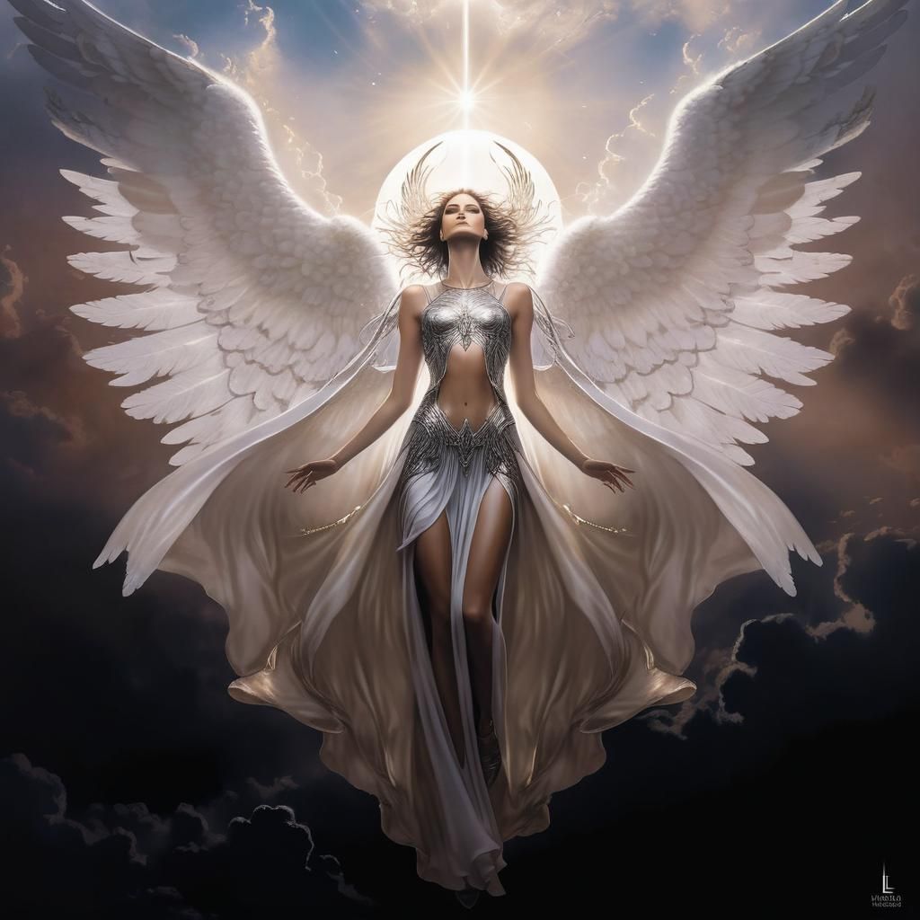 Angel Ascending to Heaven in Fantasy Style