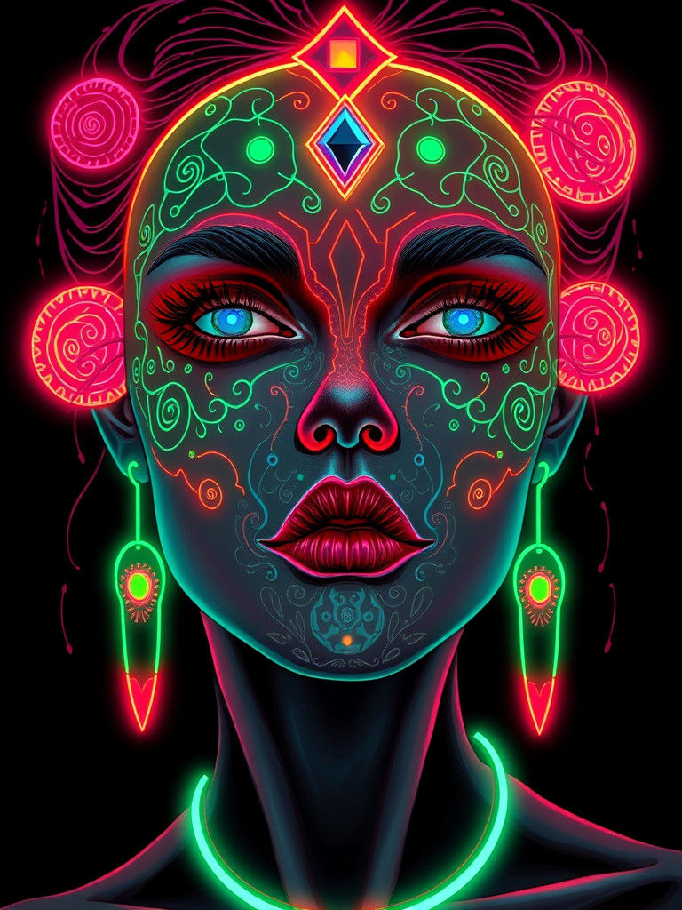 Biopunk Lady Portrait in Art Nouveau Style