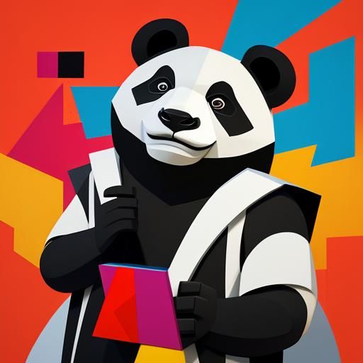 Cubist Panda in Geometric Art Deco Style