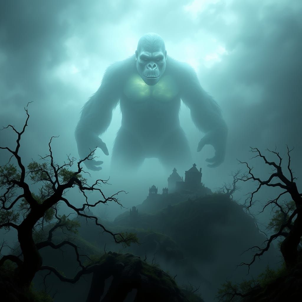 Ethereal King Kong Lurks atop Fog-Shrouded Skull Island