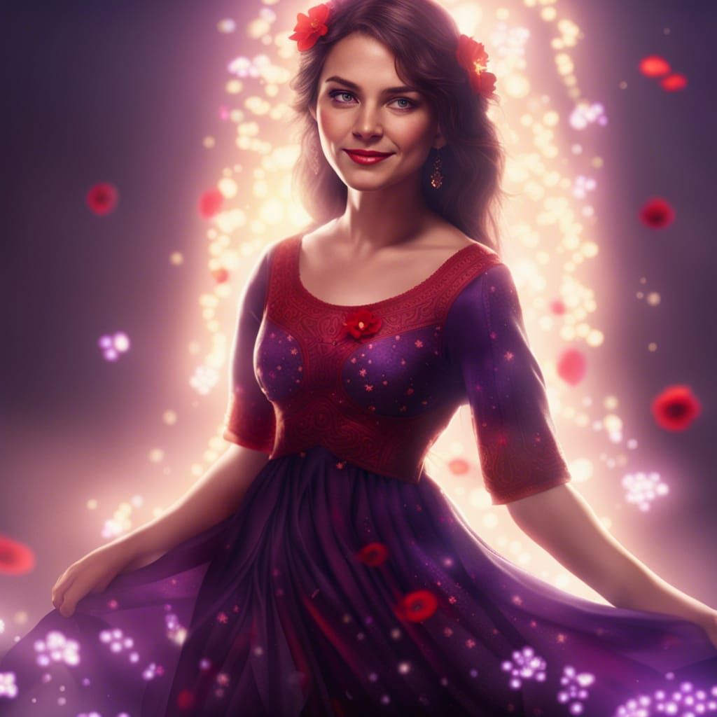 Beautiful Genasi in Amethyst Dress: Fantasy Portrait