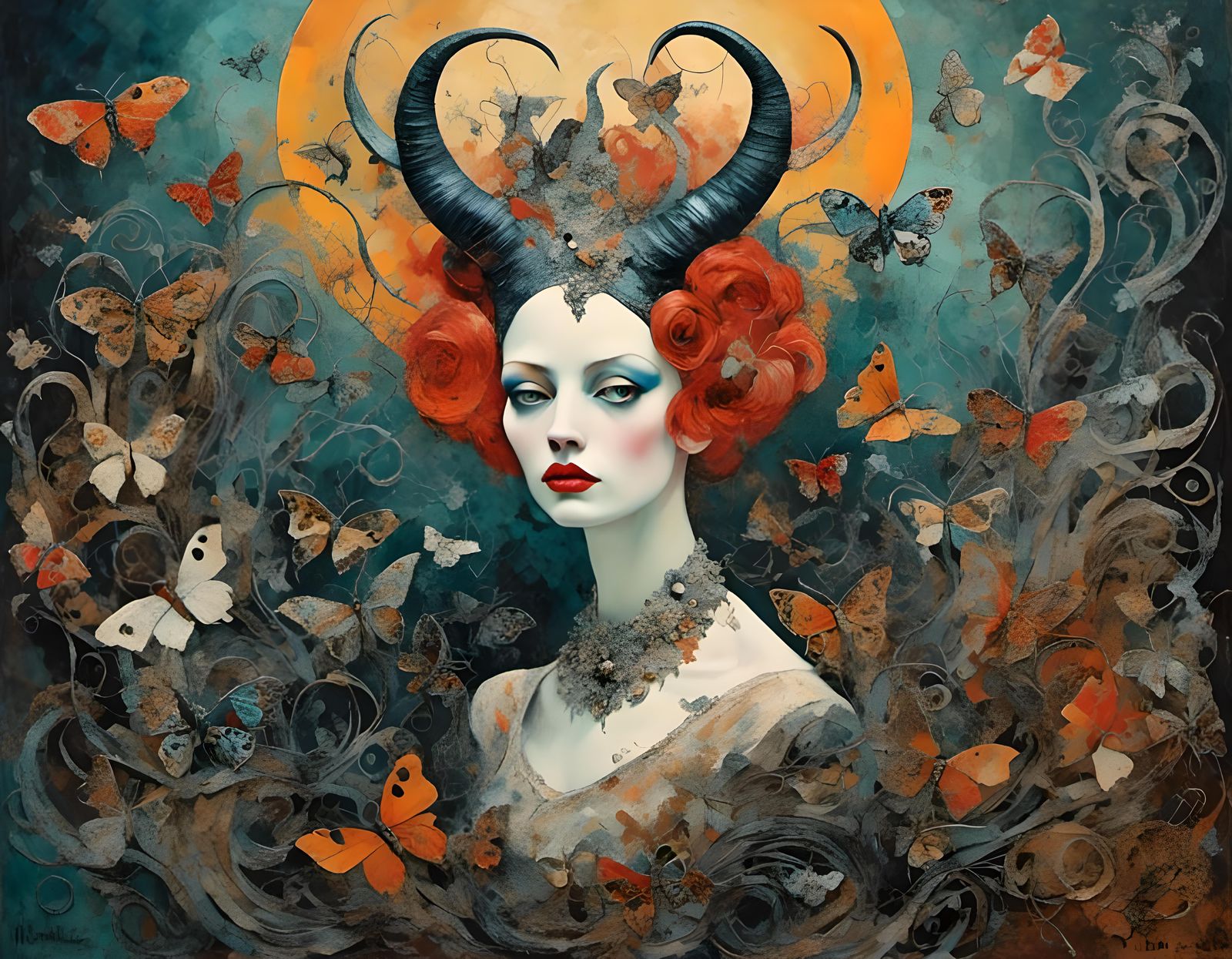 Intricate Demon of the Netherworld in Neo-Impressionistic St...