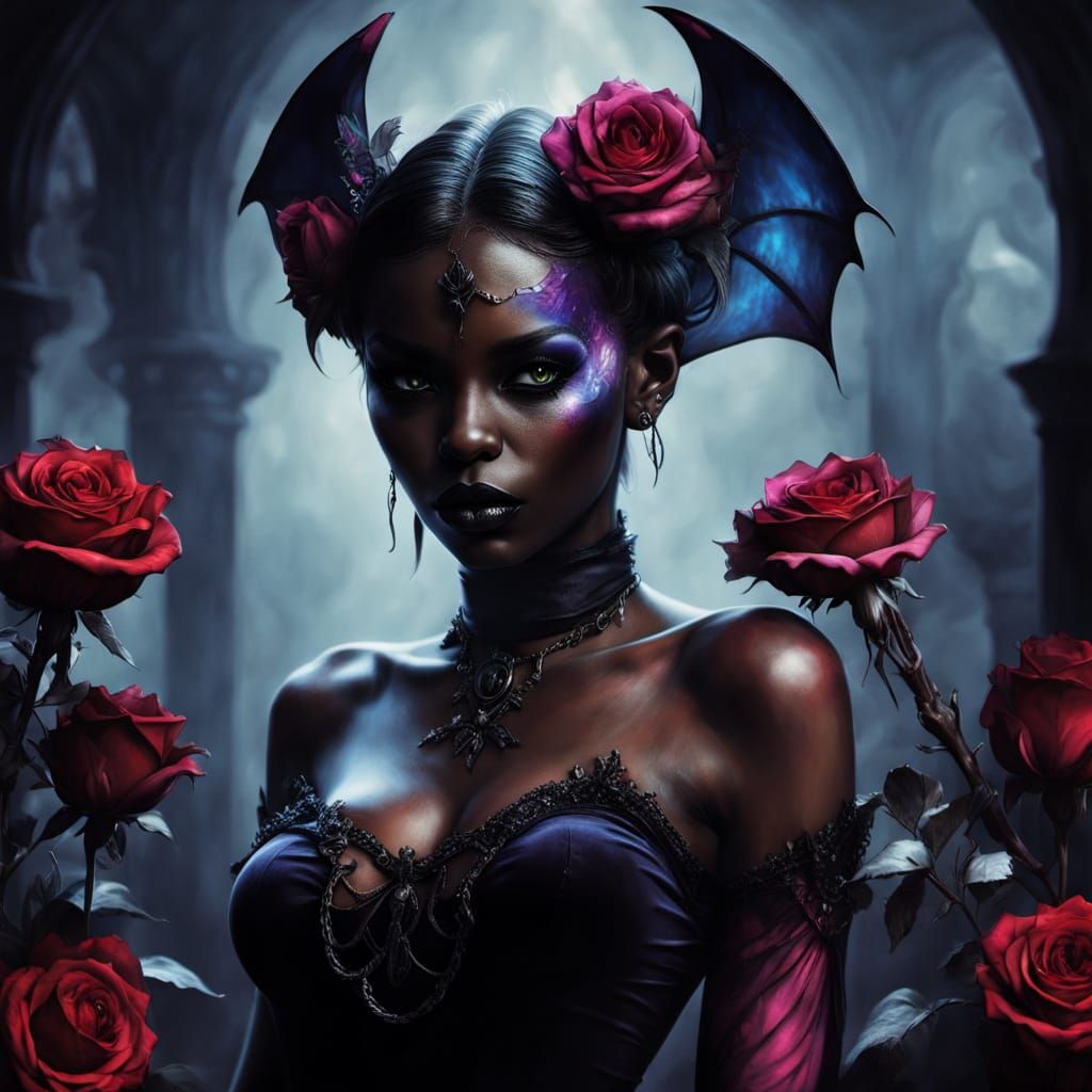 Gothic Vampire Fae with Supernaturally Glowing Nails