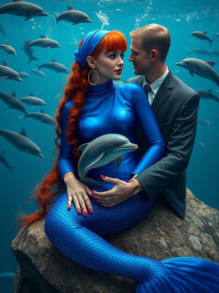 Elegant Mermaid Portrait in Underwater Paradise