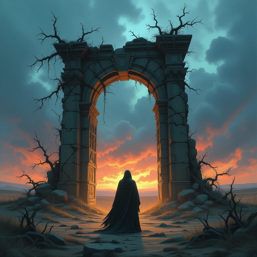 Ancient Gate Keeper in Dark Fantasy Style