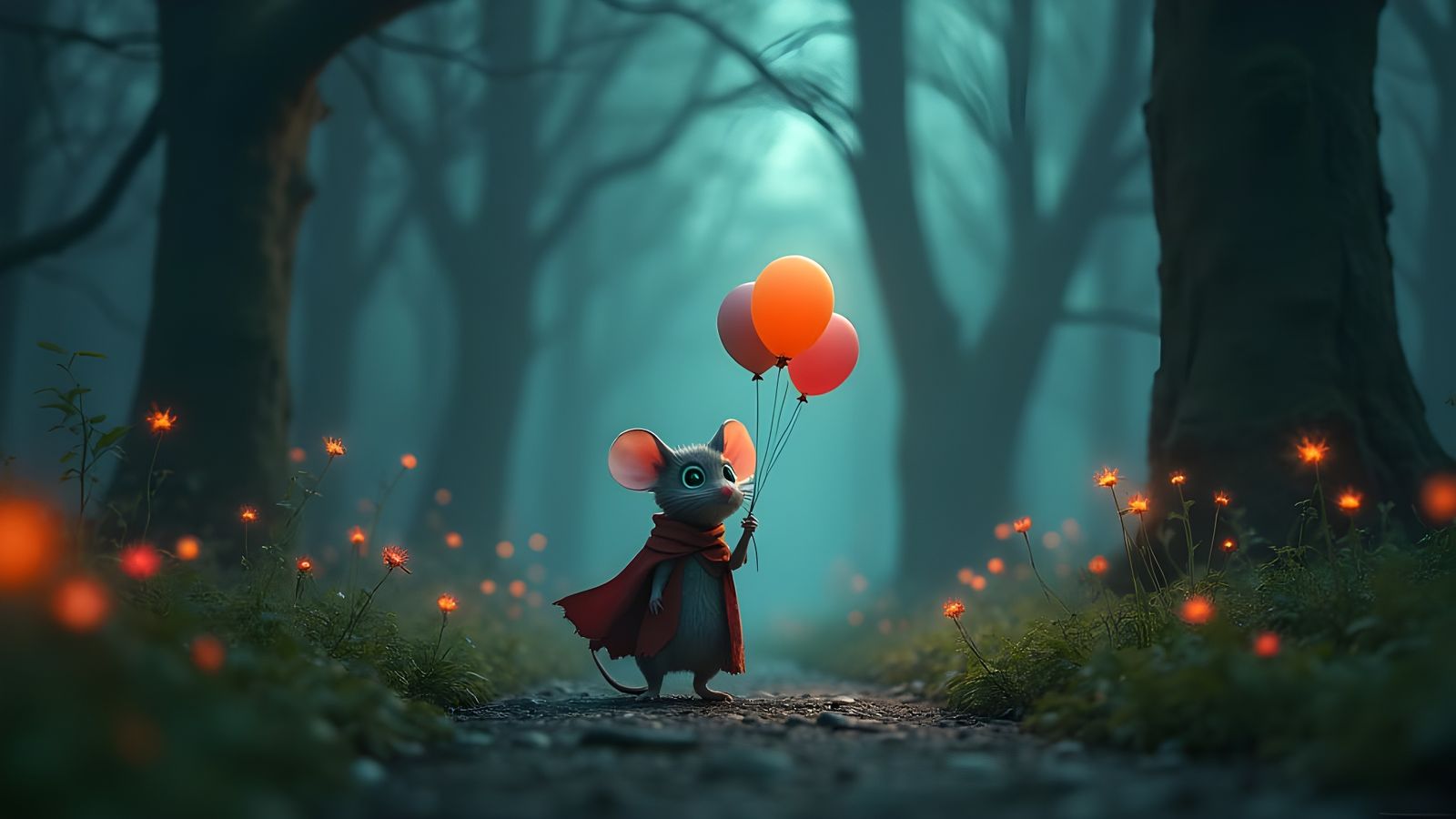 Worried Mouse at Forest Crossroads: Fantasycore Artwork
