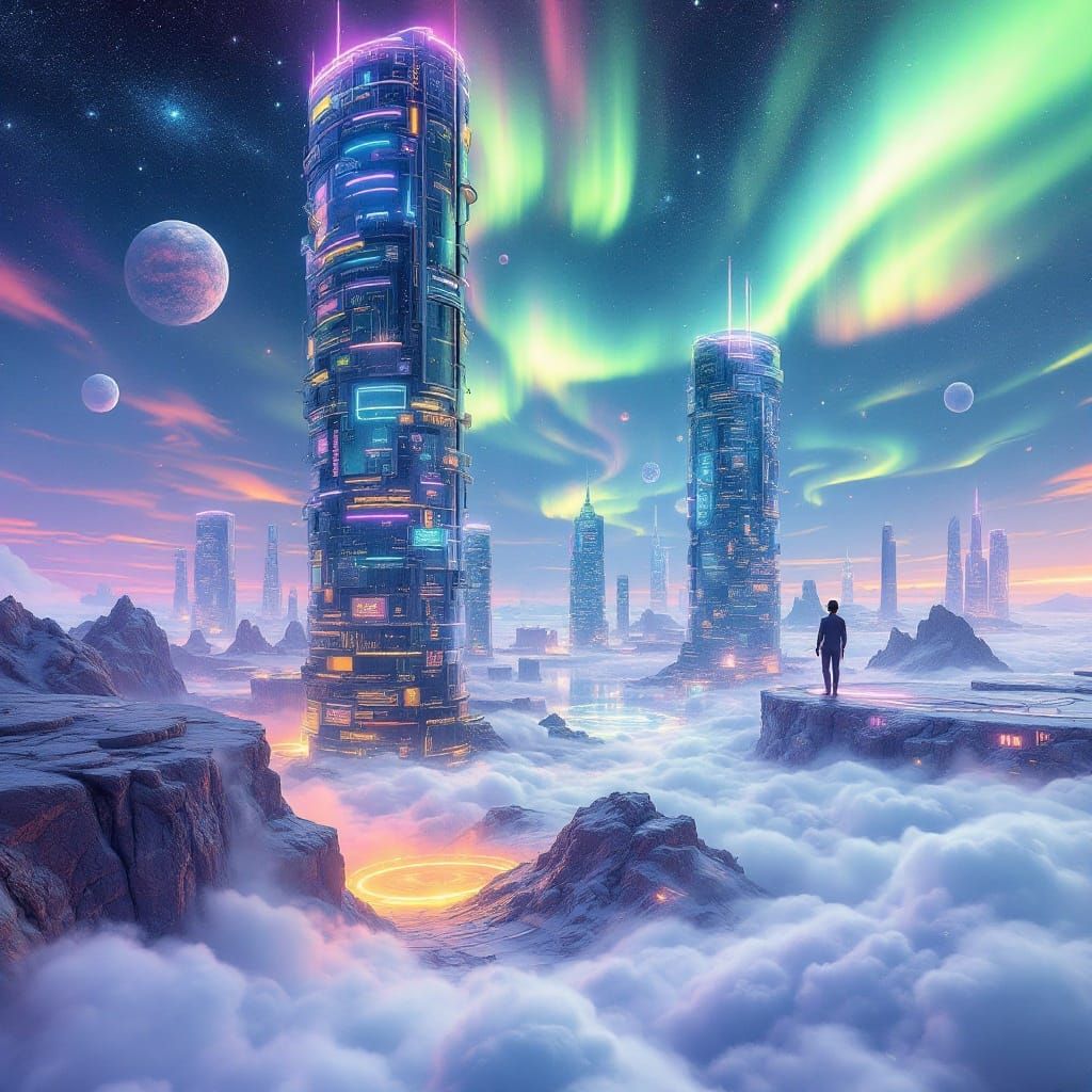 Interconnected Futuristic Metaverses Emerge in a Vibrant, Ut...