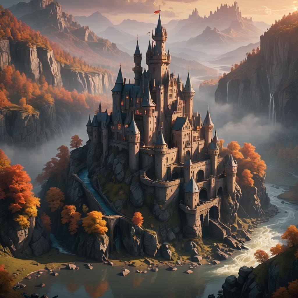Riverside Castle Concept Art in Vibrant 3D