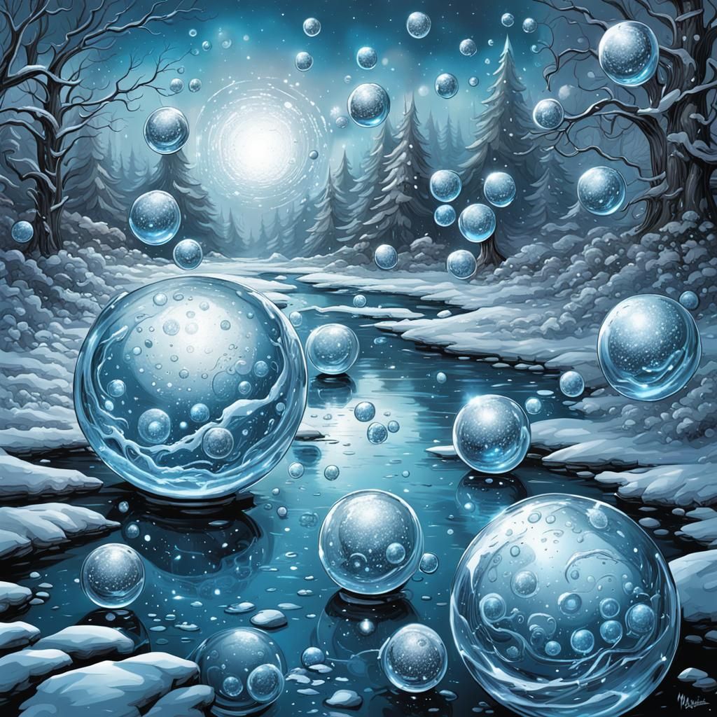 Silver flowing spheres sparkles gilter shiney silver pyriate...