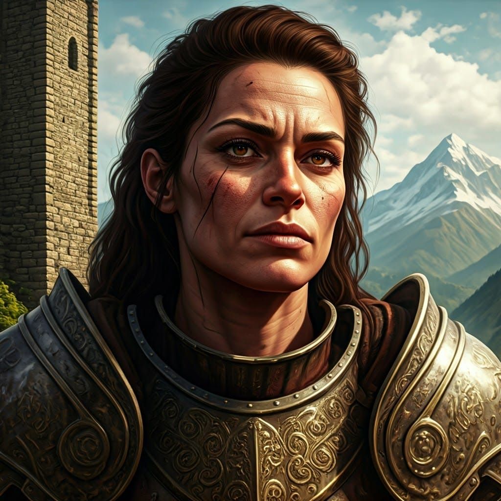 Regal Battle-Worn Female Knight