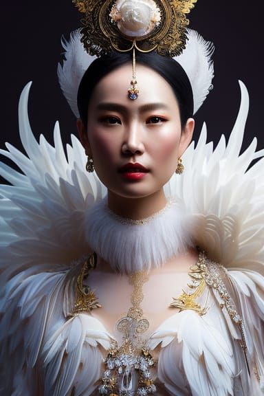 Swan Goddess Portrait in Detailed Fantasy Art Style