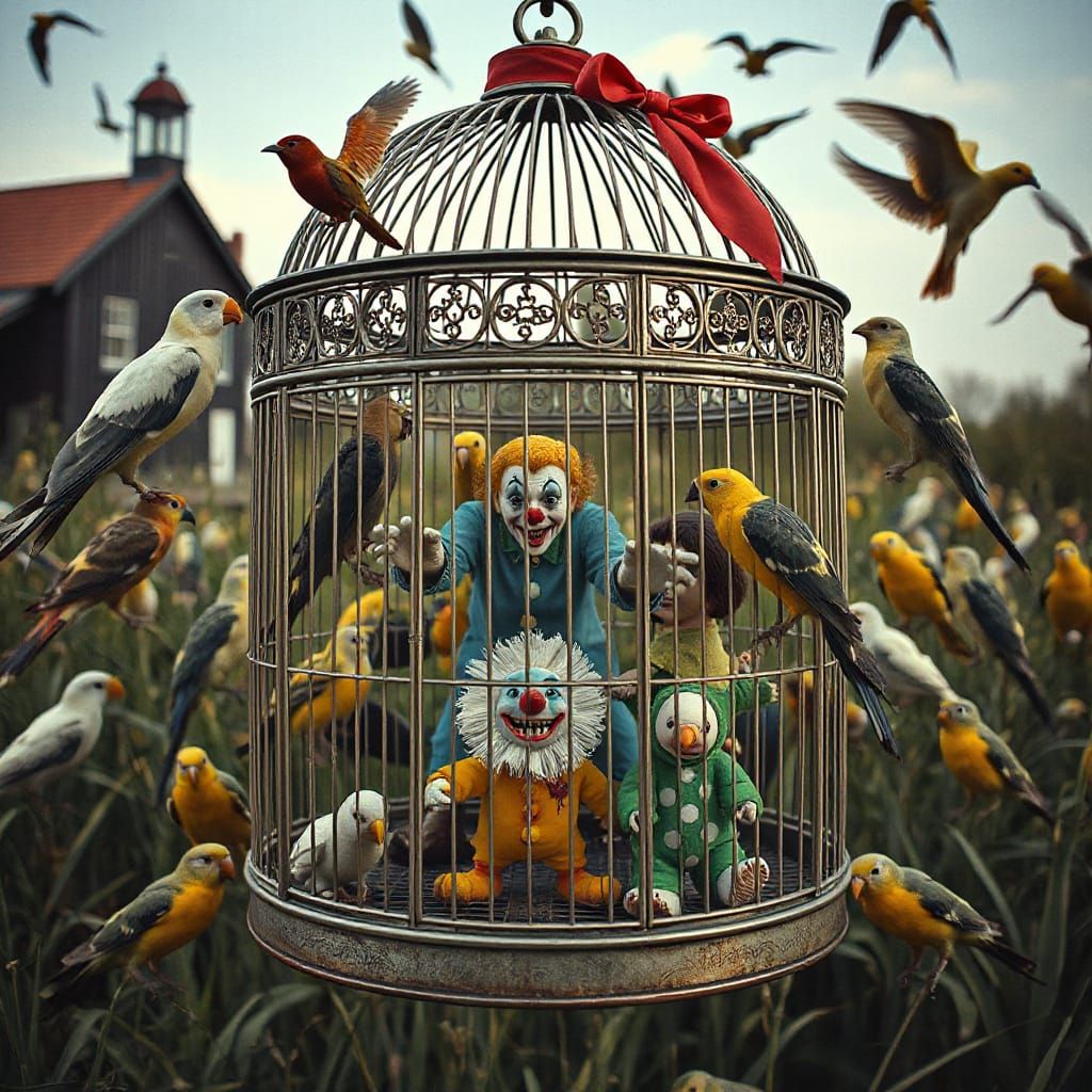 Birdcage Filled With Strange Clowns