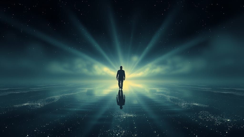 Ethereal Starscape Landscape with Luminous Mist