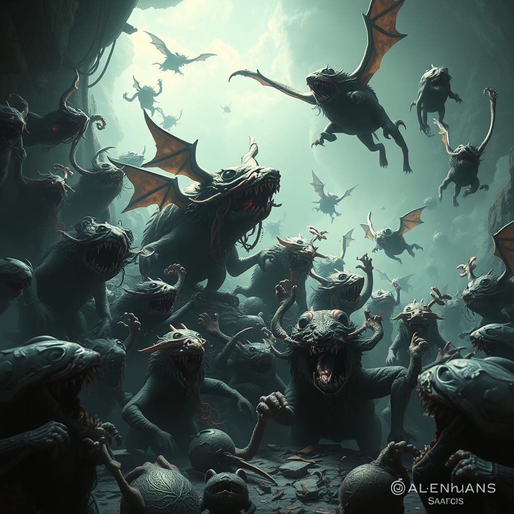 Fantastical Creatures Meet Their Doom in Whimsical, Dark Art