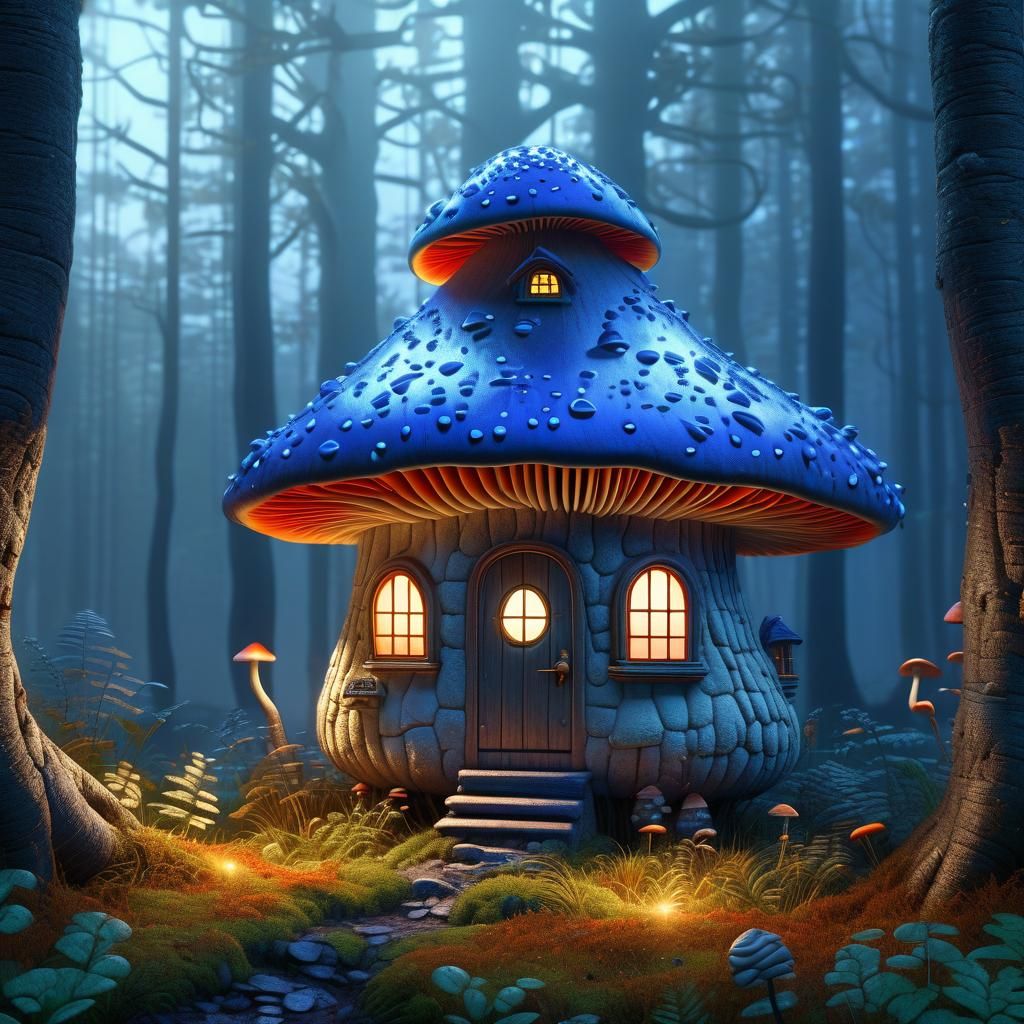 Mushroom House in Mystical Forest: Fantasycore Art