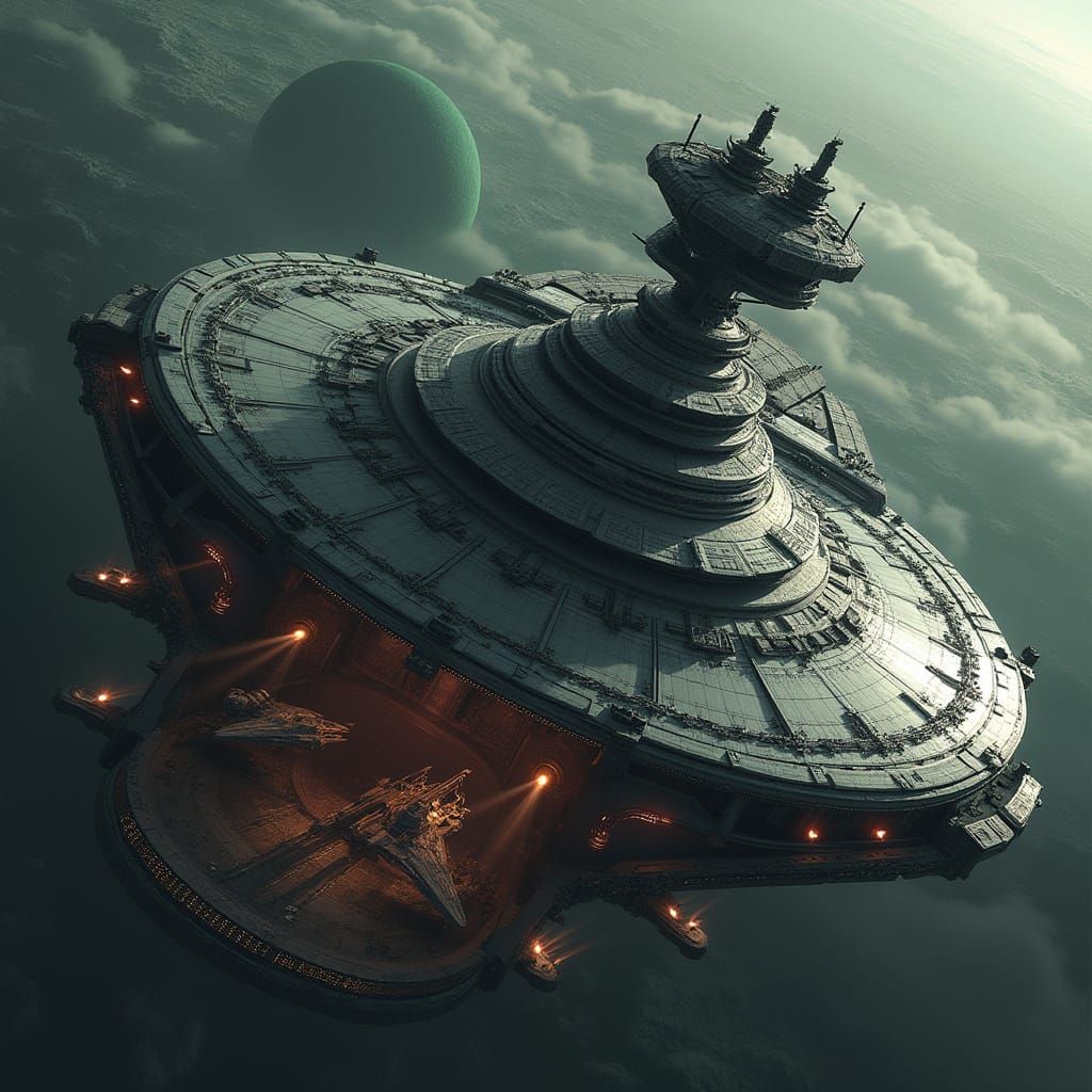 Photorealistic Dominion Star Base in Sci-Fi Style