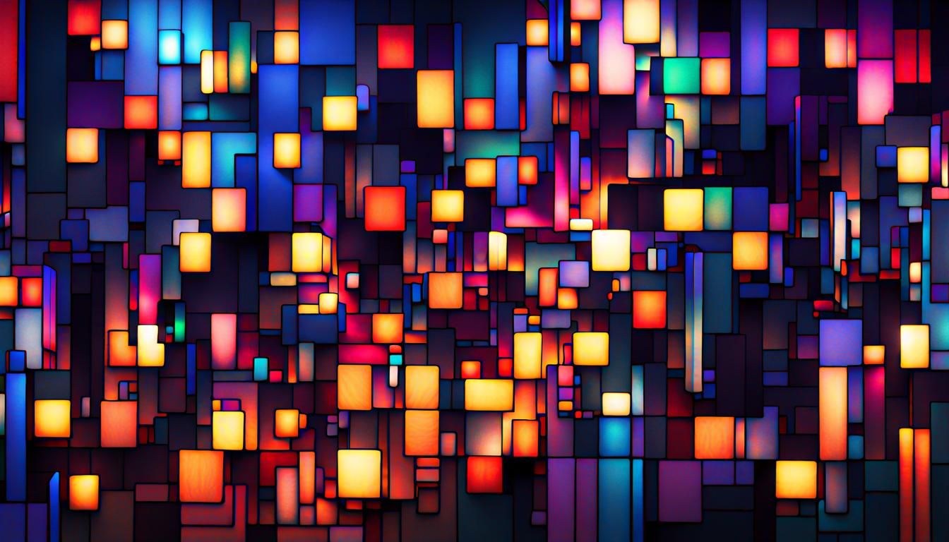 Vibrant Translucent Pixels in Cubist Aetherpunk Style