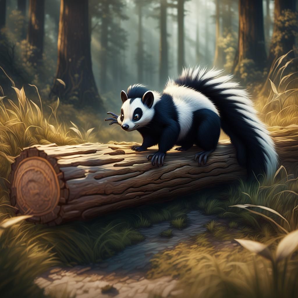 Skunk Journey Through Log: Matte Painting