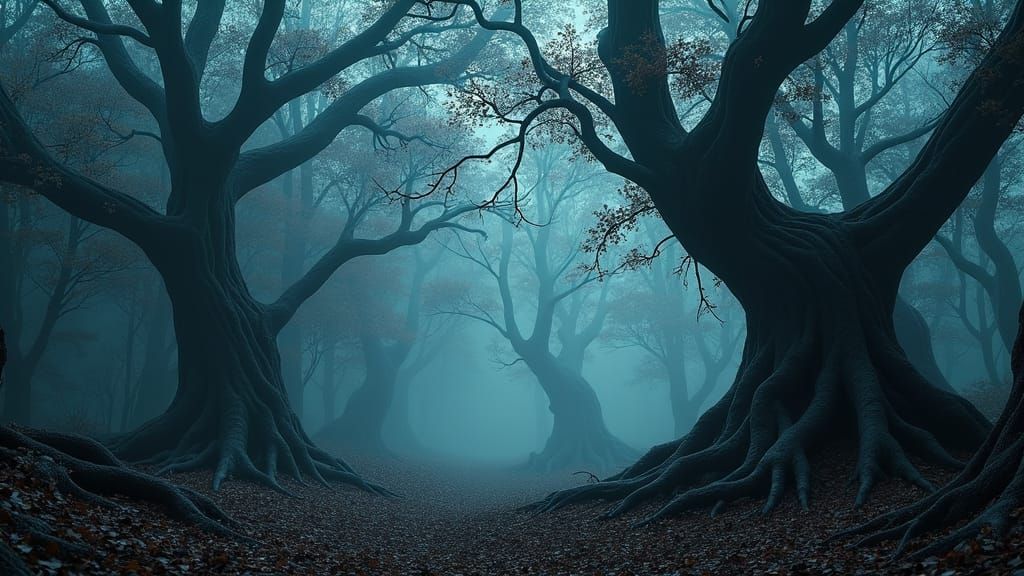 Mystical Forest of Whispers in Matte Painting Style