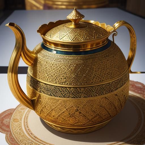 Ornate Arabian Kettle in Middle Eastern Style