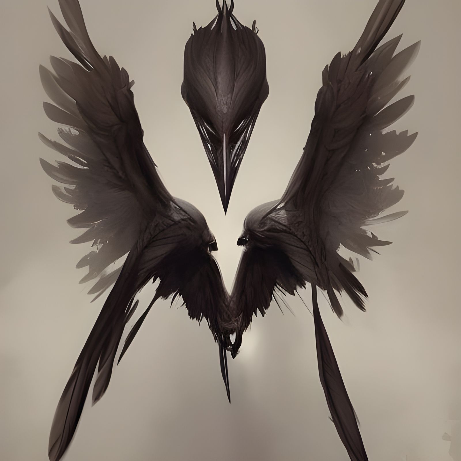 Sinister Bird with Feather Faces