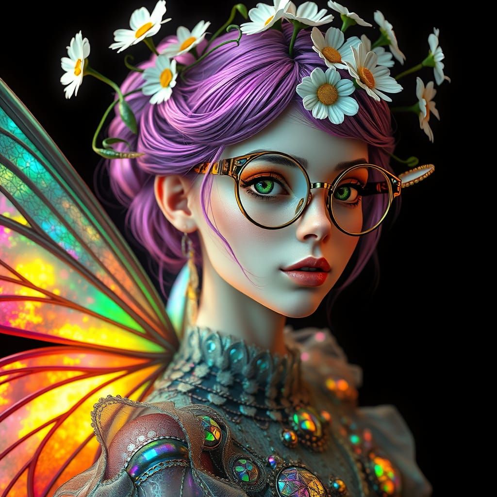 Fae Steampunk Fantasy Portrait in Vibrant Triadic Colors