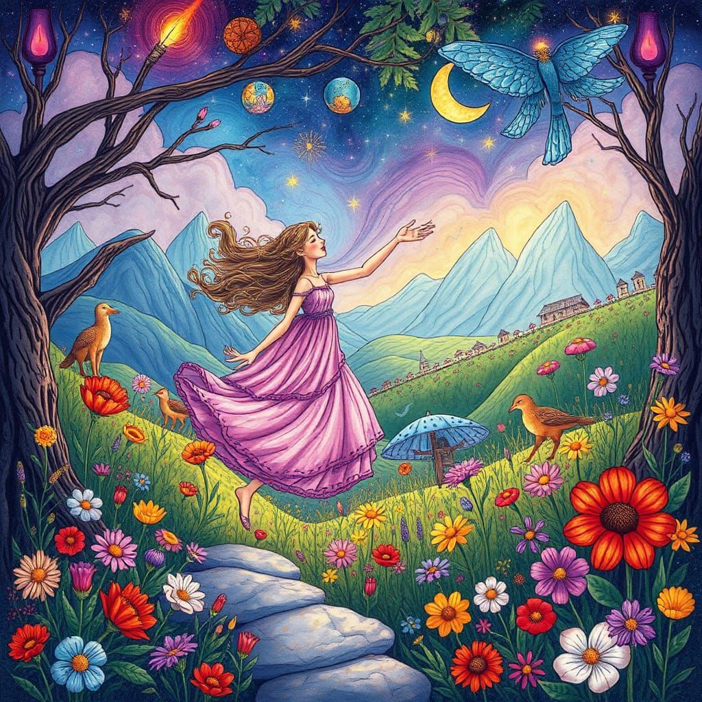 Enchanting Fairytale Landscape Illustration